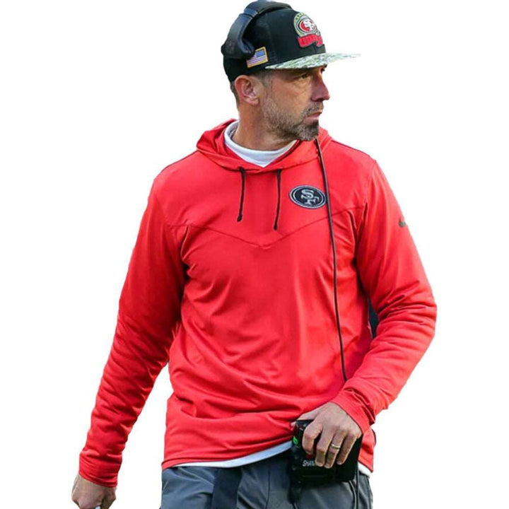 49ers Kyle Shanahan Hoodie, HNA Leather, Fleece Hoodie, 49ers-kyle-shanahan-hoodie, 49ers Kyle Shanahan Hoodie, 49ers San Francisco  49ers Red Hoodie, 49ers San Francisco Kyle Shanahan 49ers 