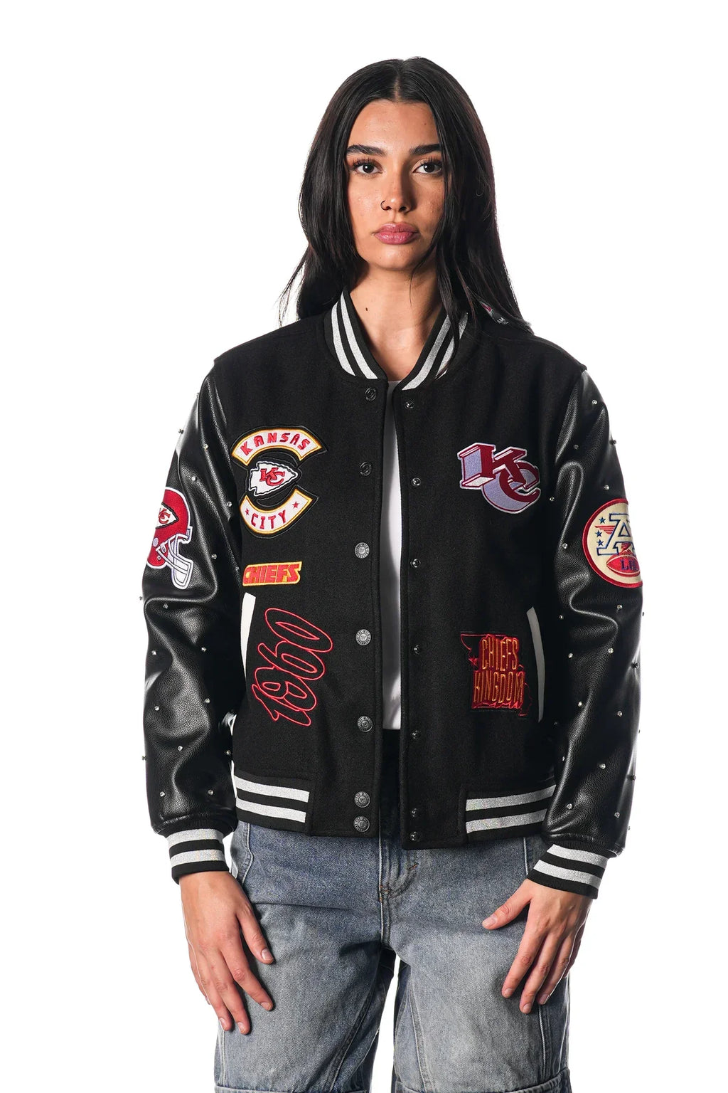 Kansas City Chiefs Varsity Sparkle Jacket - Black