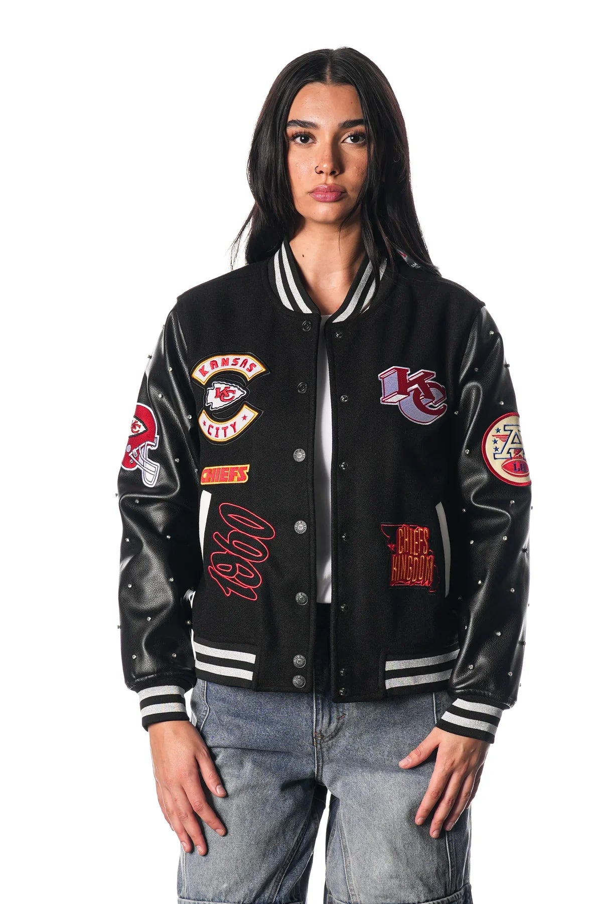 Kansas City Chiefs Varsity Sparkle Jacket - Black