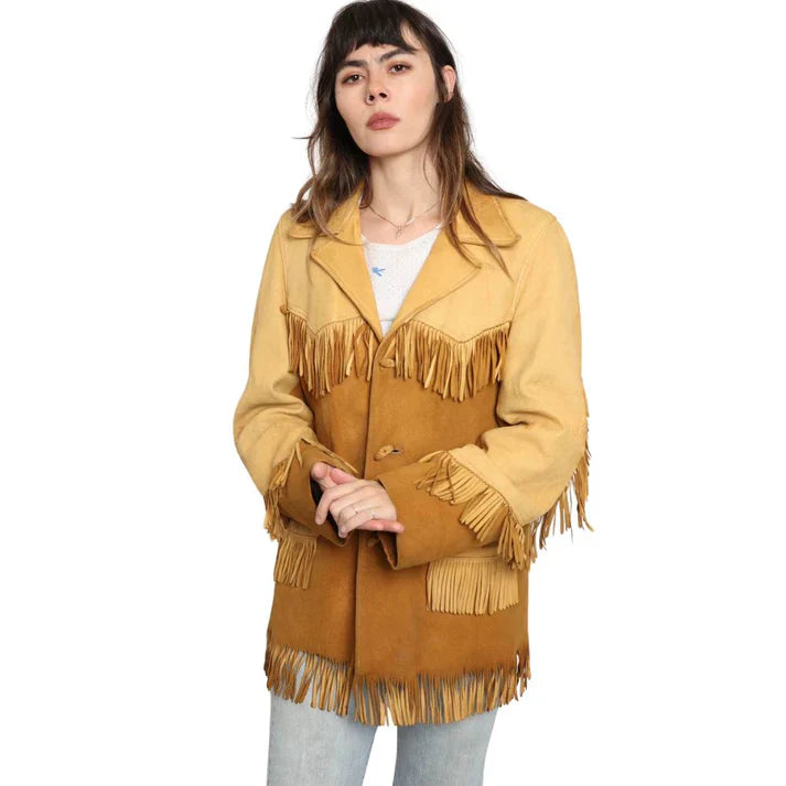 Western American Cowhide & Suede Leather Jacket