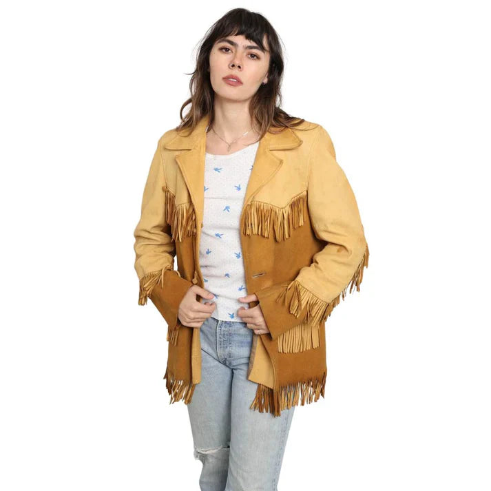 Western American Cowhide & Suede Leather Jacket