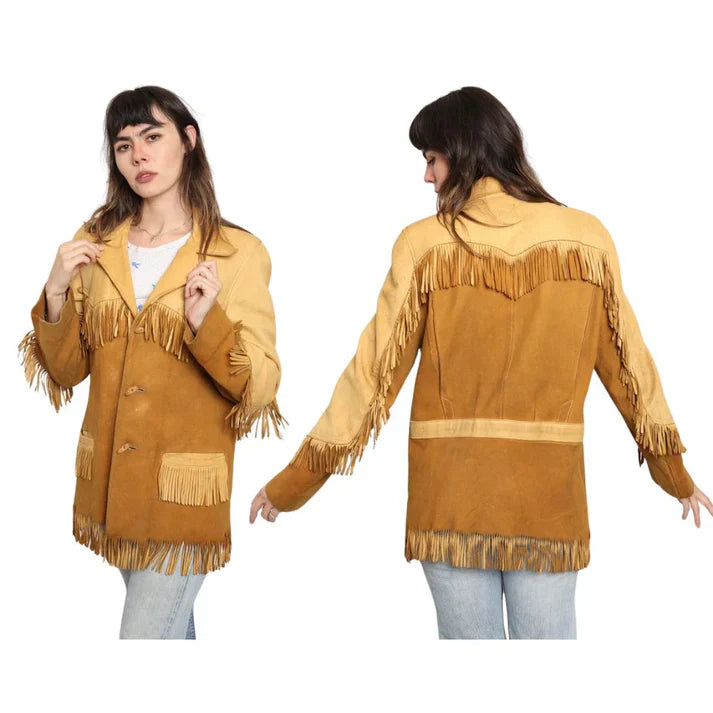 Western American Cowhide & Suede Leather Jacket