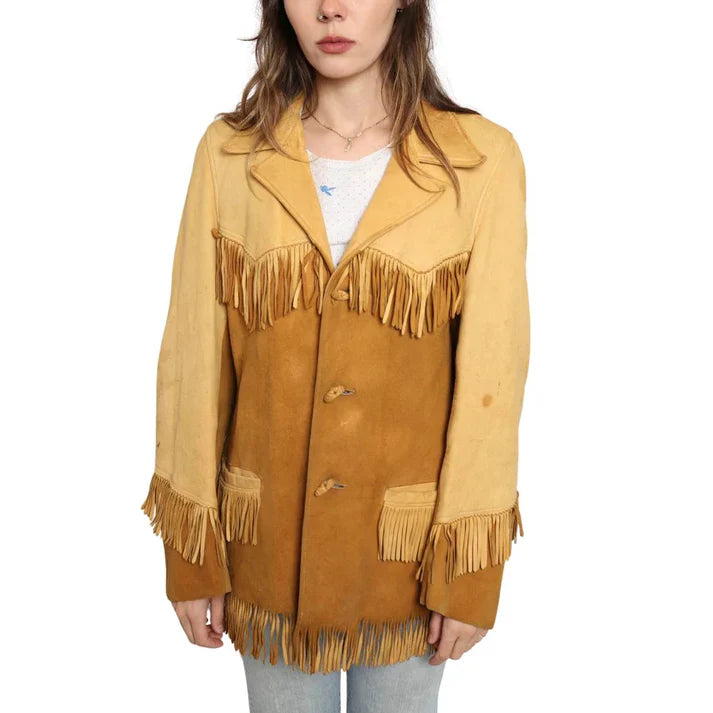 Western American Cowhide & Suede Leather Jacket