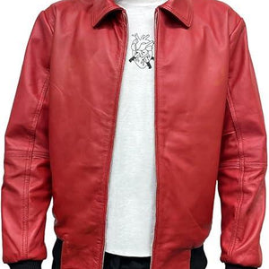Mens Drakes Albanian Flag Red Leather Varsity Jacket