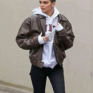 Kendall Jenner Brown Leather Jacket