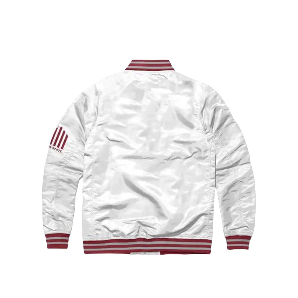 Ames Arch Iowa State Cyclones White Satin Jacket Back