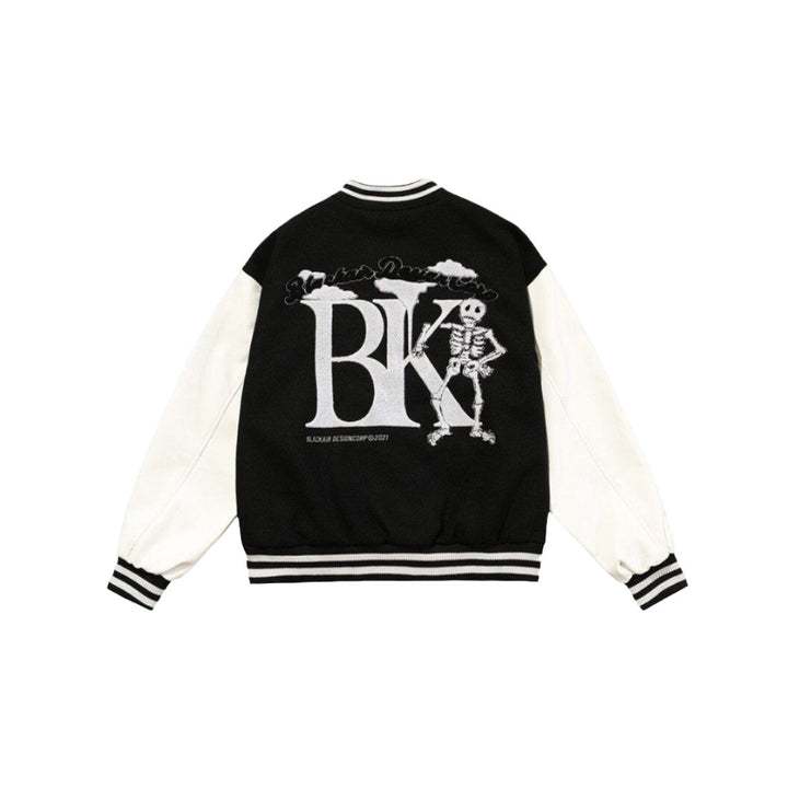 Black Cotton Bk Varsity Jacket back