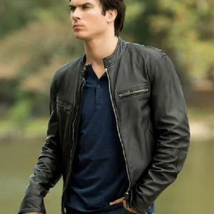 Vampire Diaries Damon Salvatore Leather Jacket