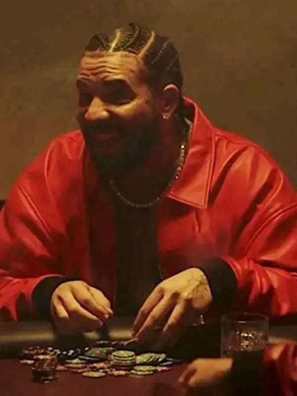 Mens Drakes Albanian Flag Red Leather Varsity Jacket