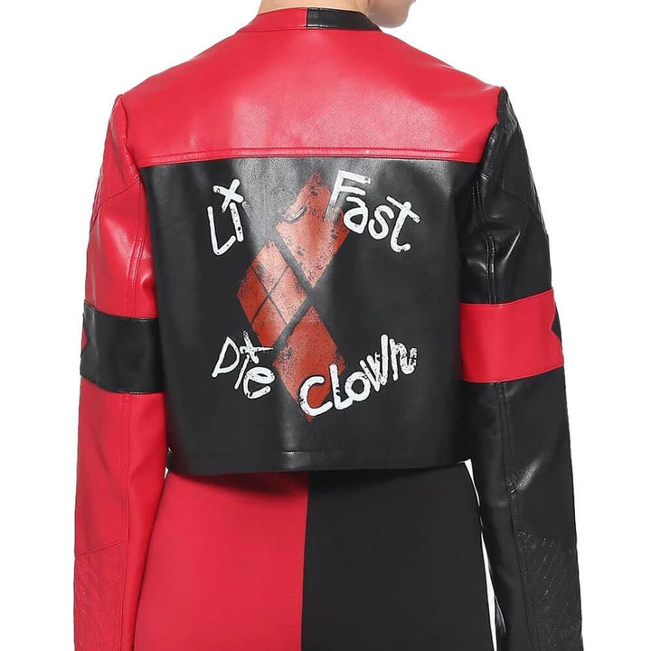 Harley Quinns Live Fast Die Clown Leather Jacket