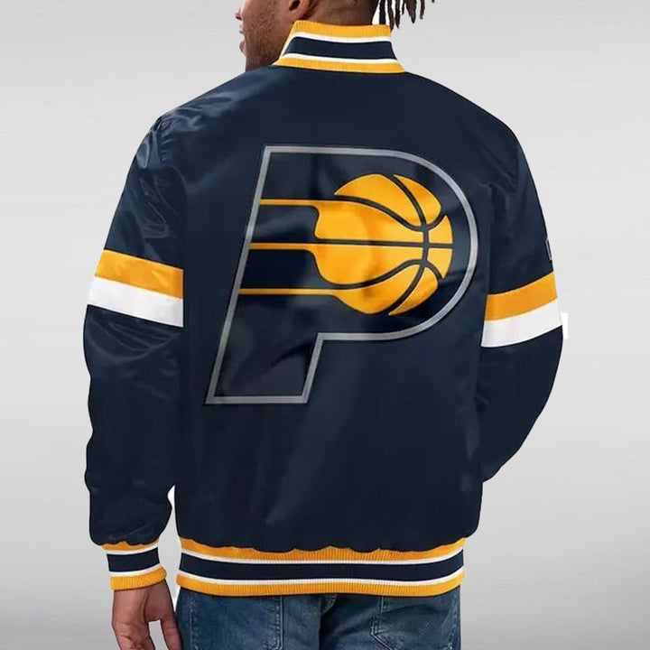 Home Game Indiana Pacers Navy Satin Jacket - HNA Jackets 