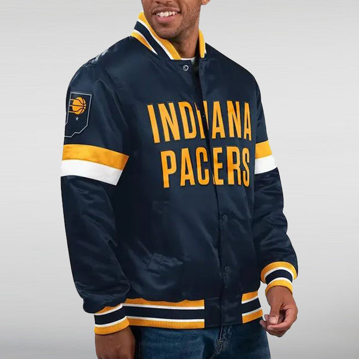 Home Game Indiana Pacers Navy Satin Jacket - HNA Jackets 