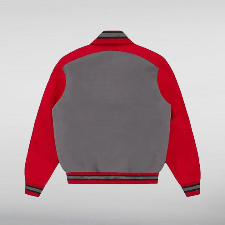 ICECREAM College Varsity Gray and Red Jacket HNA Leather