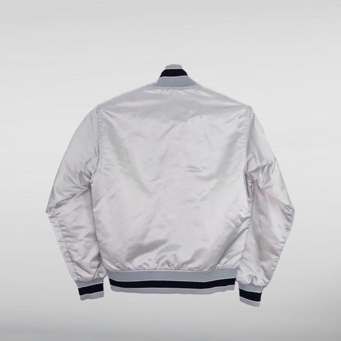 Las Vegas Raiders 80's Silver Satin Jacket HNA Leather