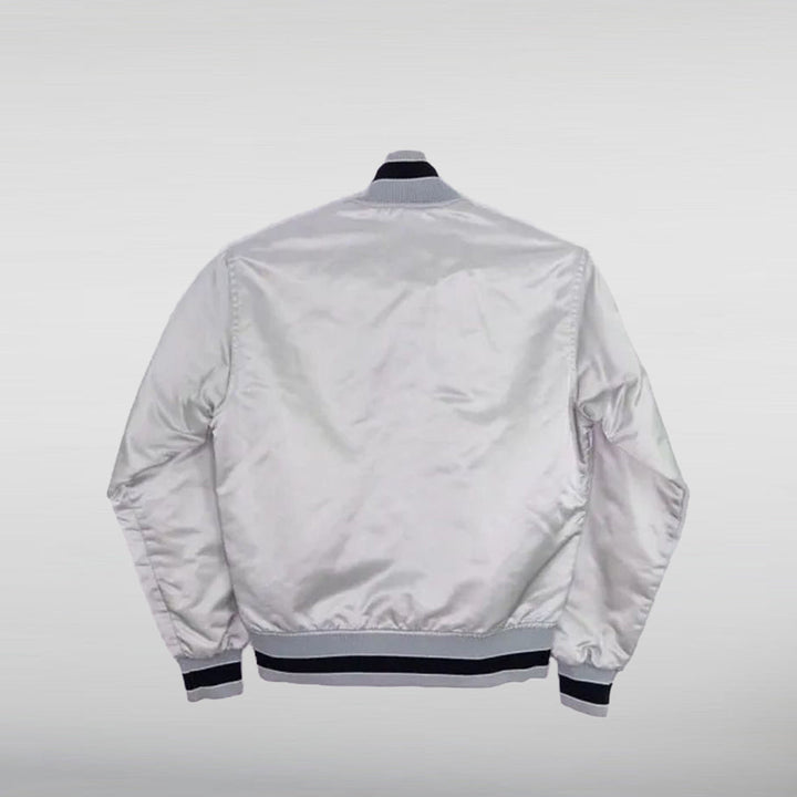 Las Vegas Raiders 80's Silver Satin Jacket HNA Leather