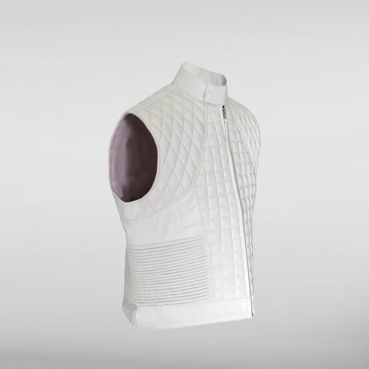 Justin Bieber White Quilted Vest HNA Leather
