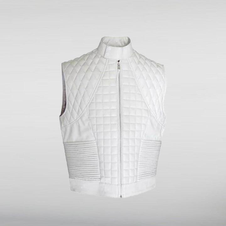 Justin Bieber White Quilted Vest HNA Leather