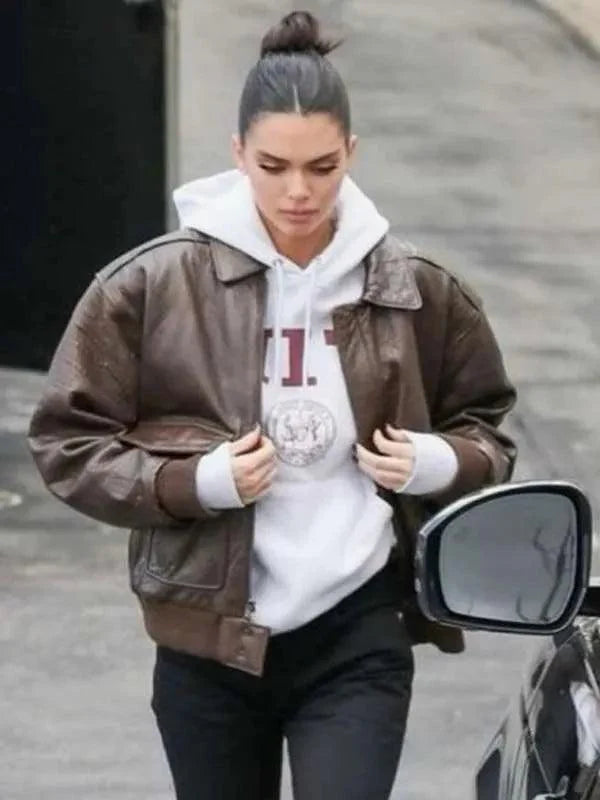 Kendall Jenner Brown Leather Jacket