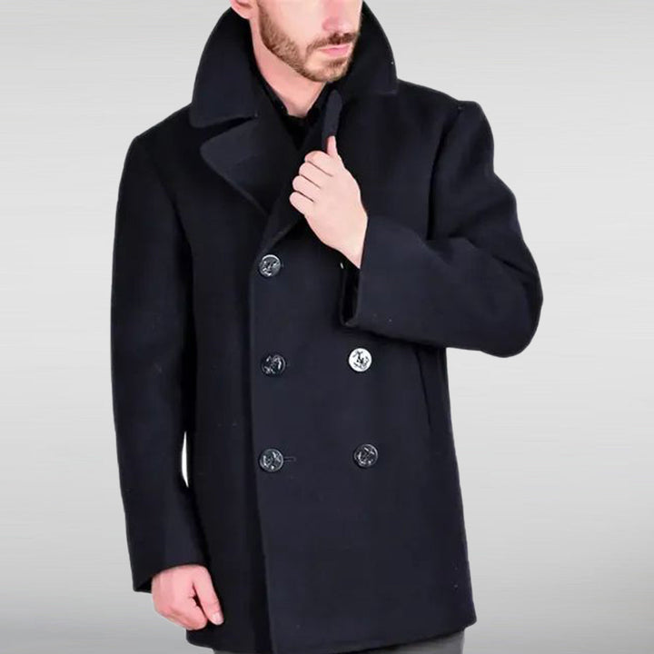 Kersey Naval Black Wool Peacoat