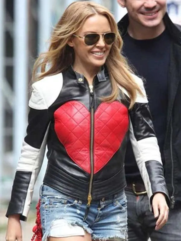 Kylie Minogue Red Heart Leather Jacket