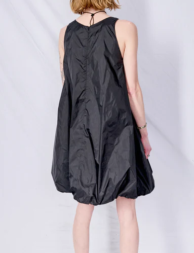 Black Nylon Volume Mini Dress