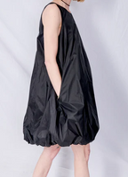Black Nylon Volume Mini Dress