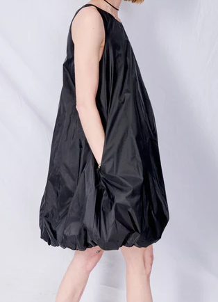 Black Nylon Volume Mini Dress
