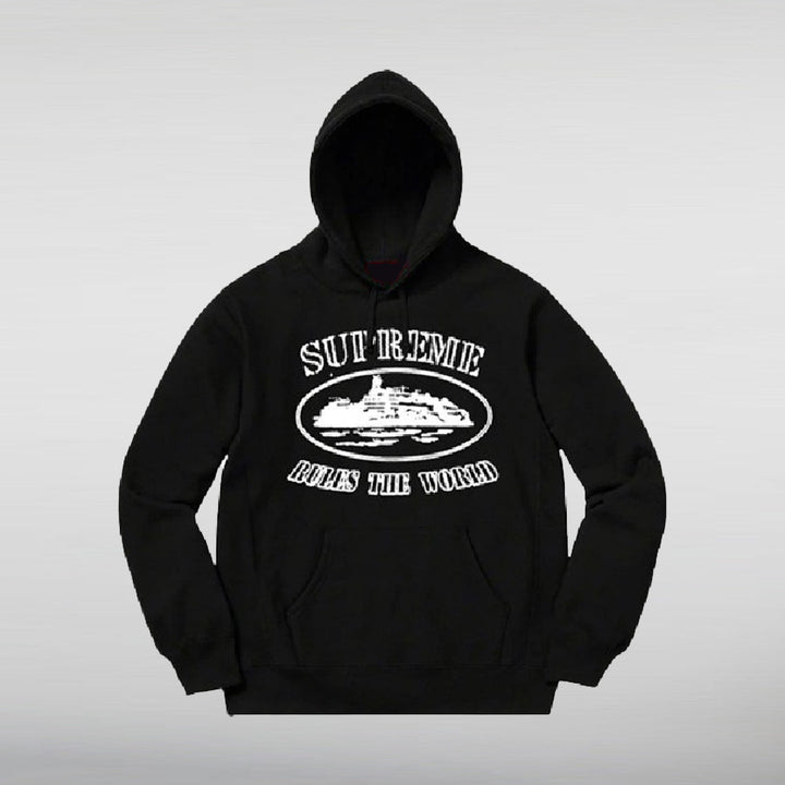 Supreme x Corteiz Rule The World Hoodie HNA Leather