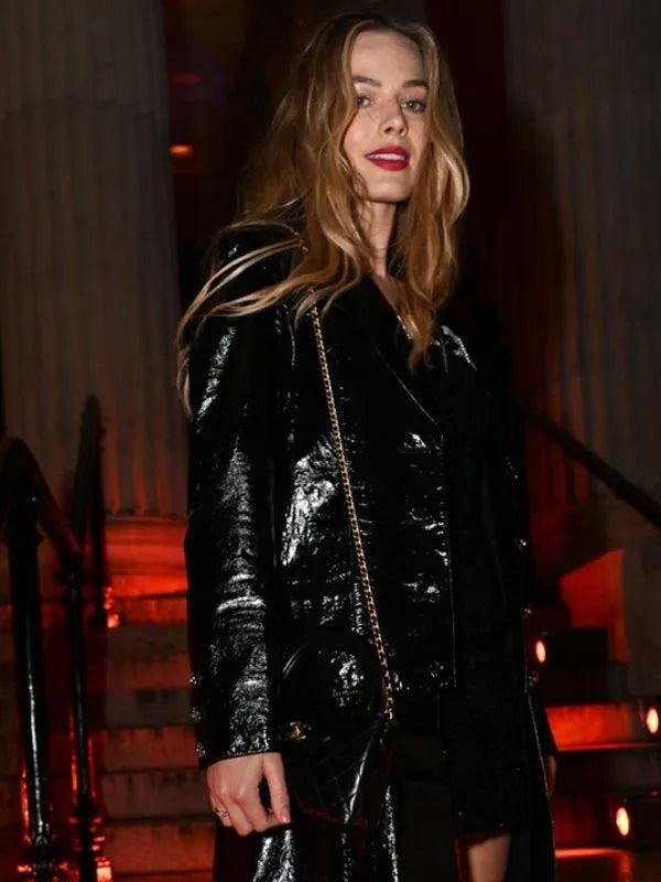 Bafta Awards Margot Robbie Leather Coat