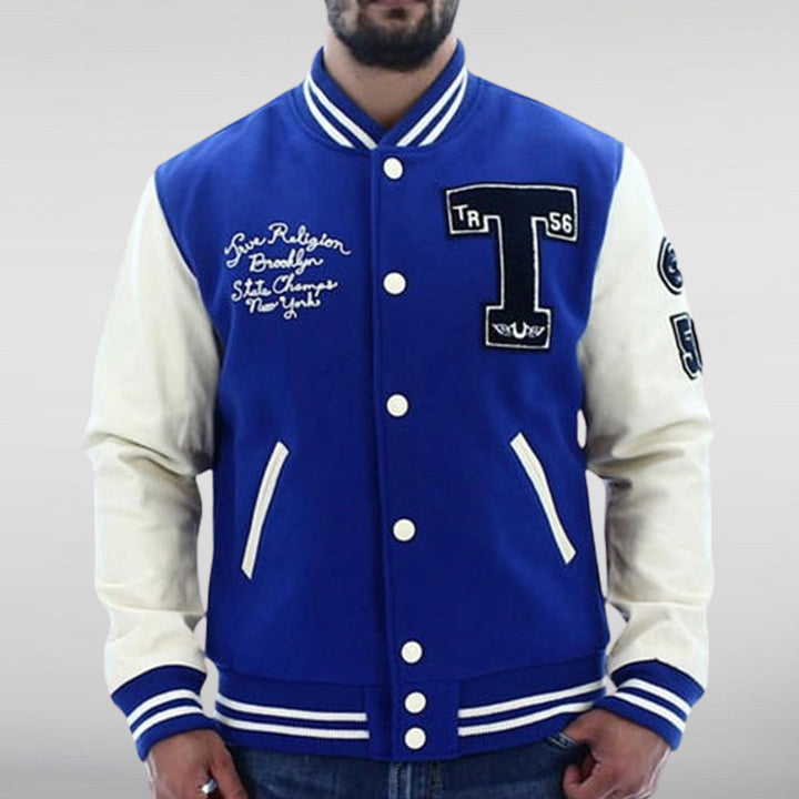 True Religion Blue Varsity jacket HNA Leather