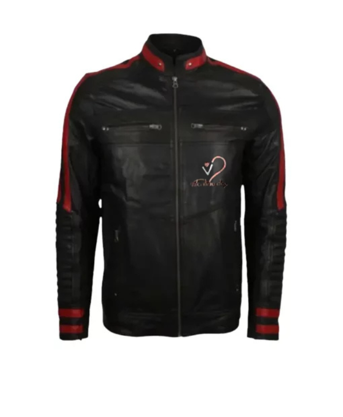 Valentine Day Couples Black Biker Leather Jacket