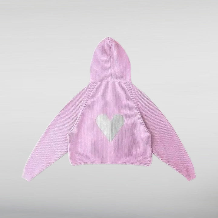 Vwoollo Valentines Heart Knitted hoodie HNA Leather