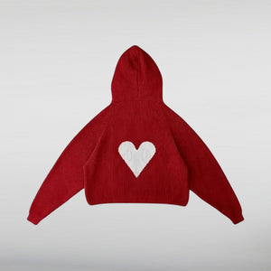 Vwoollo Valentines Heart Knitted hoodie HNA Leather