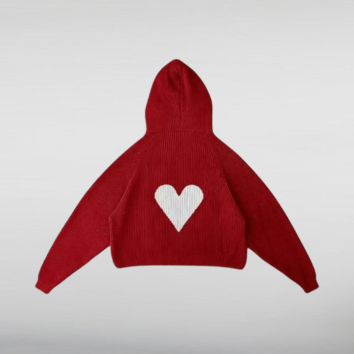 Vwoollo Valentines Heart Knitted hoodie HNA Leather