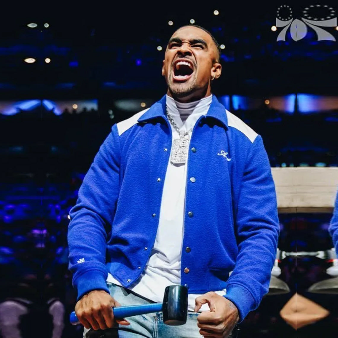 Jalen Hurts Amiri Varsity Jacket Blue