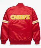 Kansas City Chiefs Starter Satin Full-Snap Red Bomber Jacket