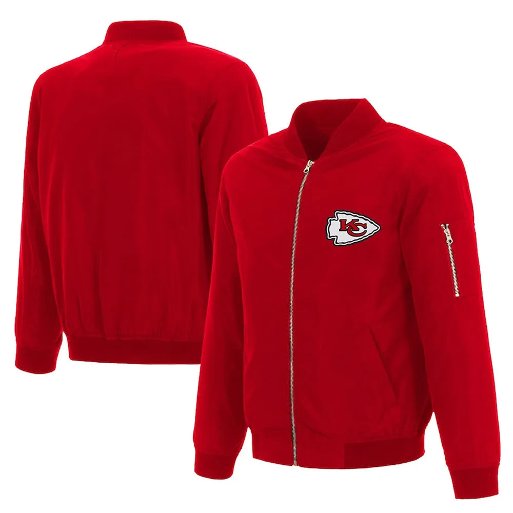 Kansas City Chiefs Red Nylon Bomber Jacket